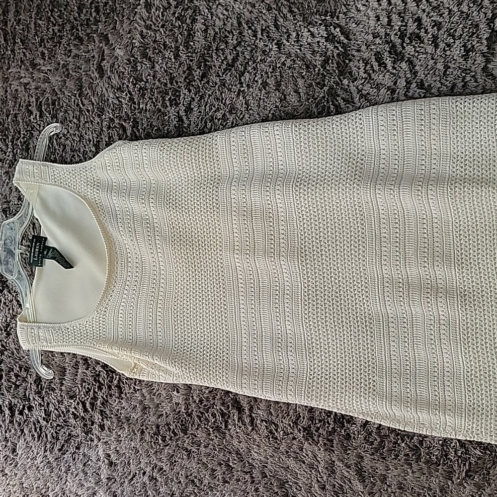 Knit/crochet white dress with lining. Made by Lauren Ralph Lauren